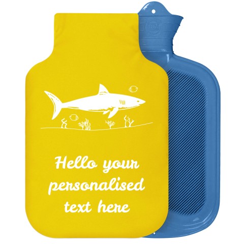 - 2 Litre Sanger Brand (Shark Icon) - Yellow Soft Velvet Polyester Fabric Removable Cover (Personalised with Text)