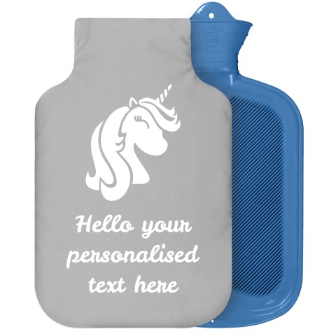 - 2 Litre Sanger Brand (Unicorn Icon) (Grey) Soft Velvet Polyester Fabric Removable Cover (Personalised with Text)