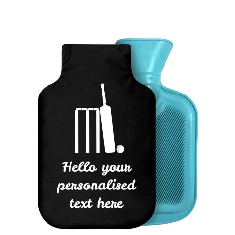 - 750ml Highlight (Stock Available Colour) (Cricket Icon) - Black Soft Velvet Polyester Fabric Removable Cover (Personalised with Text)