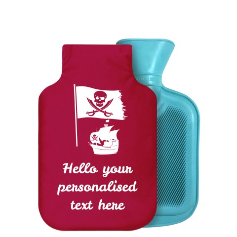 - 750ml Highlight (Stock Available Colour) (Pirate Flag Icon) Burgundy Soft Velvet Polyester Fabric Removable Cover (Personalised with Text)