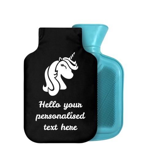 - 750ml Highlight (Stock Available Colour) (Unicorn Icon) - Black Soft Velvet Polyester Fabric Removable Cover (Personalised with Text)