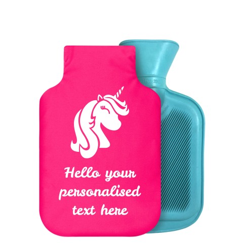 - 750ml Highlight (Stock Available Colour) (Unicorn Icon) - Fuchsia Pink Soft Velvet Polyester Fabric Removable Cover (Personalised with Text)