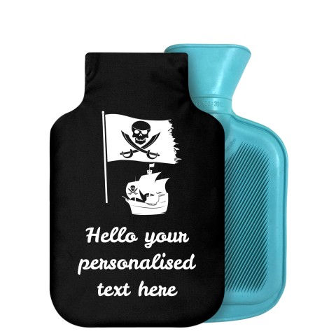 - 800ml Generic from Stock Available Colours (Pirate Flag Icon) - Black Soft Velvet Polyester Fabric Removable Cover (Personalised with Text)