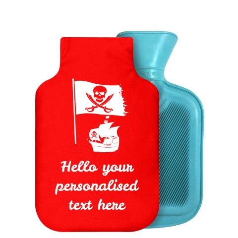 - 800ml Generic from Stock Available Colours (Pirate Flag Icon) - Red Soft Velvet Polyester Fabric Removable Cover (Personalised with Text)