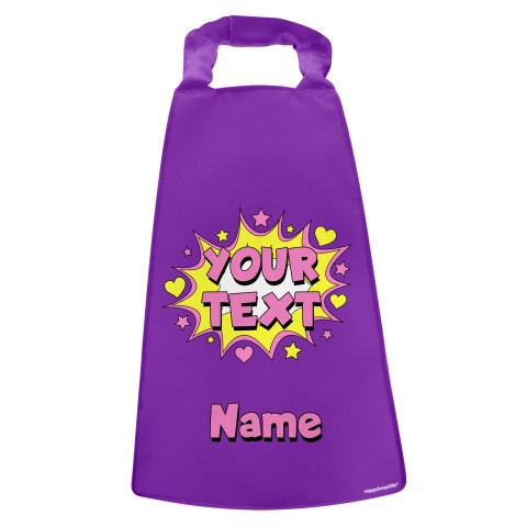 with Hearts & Stars Design - Purple Water Resistant Polyester Fabric (Personalised with Text)