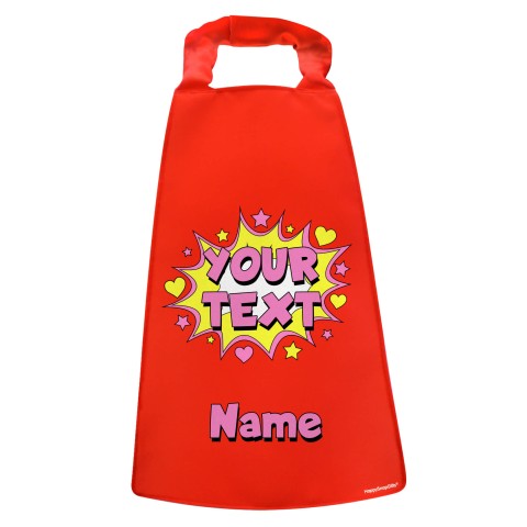 with Hearts & Stars Design - Red Water Resistant Polyester Fabric (Personalised with Text)