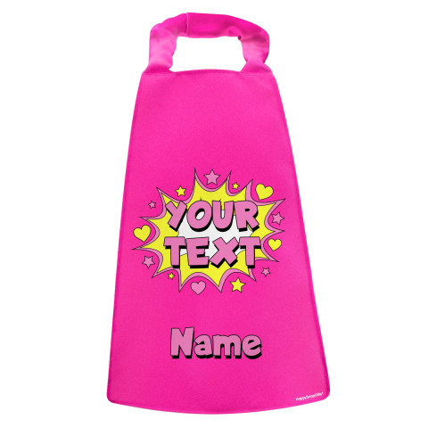 with Hearts & Stars Design - Fuchsia Pink Water Resistant Polyester Fabric (Personalised with Text)