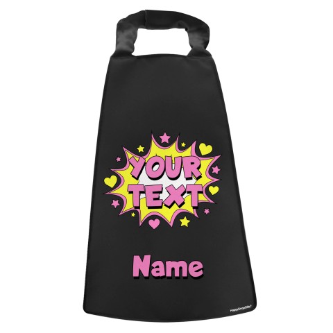 with Hearts & Stars Design - Black Water Resistant Polyester Fabric (Personalised with Text)