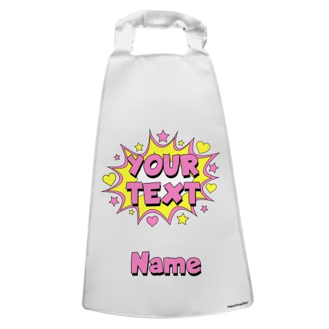 with Hearts & Stars Design - White Water Resistant Polyester Fabric (Personalised with Text)