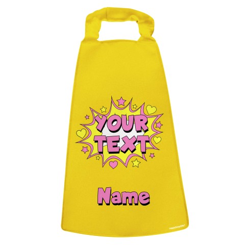 with Hearts & Stars Design - Yellow Water Resistant Polyester Fabric (Personalised with Text)