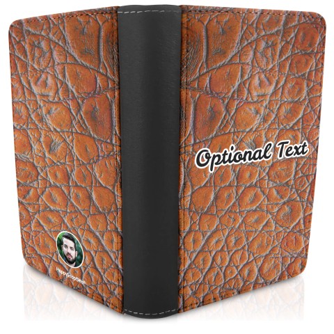 (UK Standard 21cm) - Crocodile Leather Design Brown (Optional Personalised Gift Text)