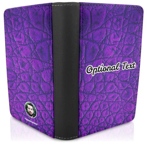 (UK Standard 21cm) - Crocodile Leather Design Purple (Optional Personalised Gift Text)