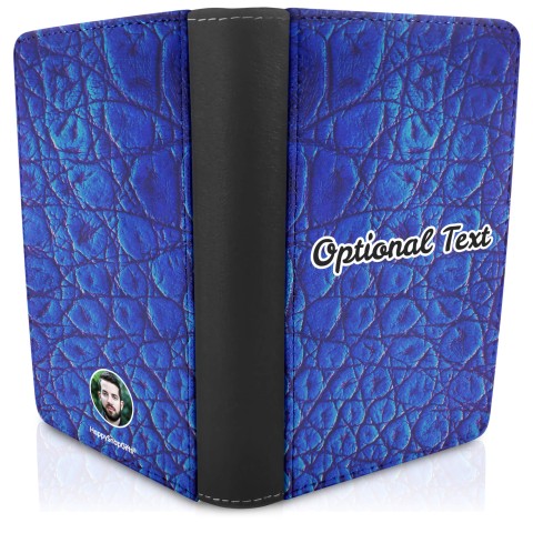 (UK Standard 21cm) - Crocodile Leather Design Royal Blue (Optional Personalised Gift Text)