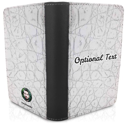 (UK Standard 21cm) - Crocodile Leather Design White (Optional Personalised Gift Text)