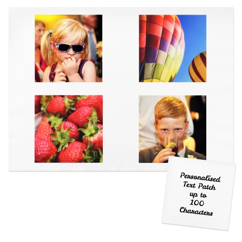 White Mock Suede Polyester Fabric 4 Photos (17.5cm x 17.5cm) (Optional Personalised Gift Text)