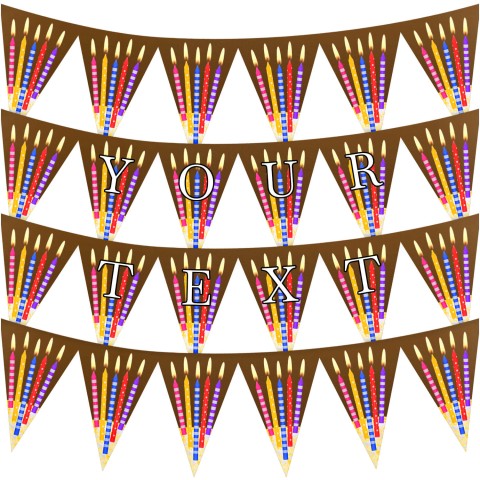- 3 Metres with 24 Triangle Flags (20cm) with Candles Design Brown Mock Suede Polyester Fabric (Optional Personalised Gift Text)