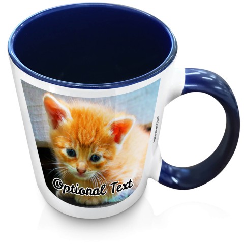 (XL 15oz Blue) with 2 Photos Printed Front & Back (Optional Personalised Gift Text)