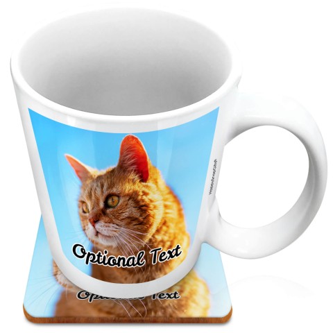 (XL 15oz White) with 1 Photo Printed Front & Back (Optional Personalised Gift Text) with 1 matching Square Coaster