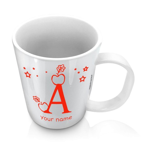 (11oz White) with Alphabet Theme Red (Optional Personalised Gift Text)