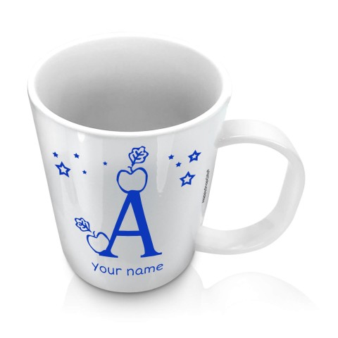(11oz White) with Alphabet Theme Royal Blue (Optional Personalised Gift Text)