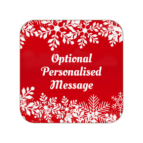 Square Shape - Snowflakes on Red Design (Optional Personalised Gift Text)