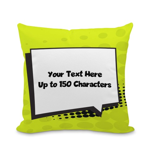 (25cm Square) with Green Speech Bubble Design Soft Velvet Polyester Fabric with Removable Cover (Zip) (Optional Personalised Gift Text)
