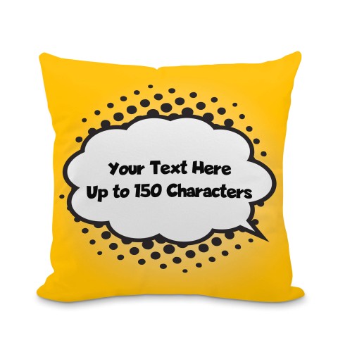 (25cm Square) with Yellow Speech Bubble Design Soft Velvet Polyester Fabric with Organic Lavender (Optional Personalised Gift Text)