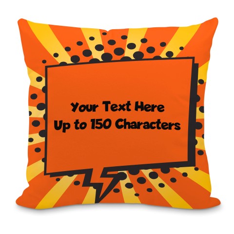 (40cm) with Orange Speech Bubble Design Soft Velvet Polyester Fabric with Removable Cover (Zip) (Optional Personalised Gift Text)