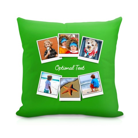 (25cm Square) (Polaroid Style Photo Print) Bright Green Soft Velvet Polyester Fabric with Organic Lavender with Removable Cover (Zip) (Optional Personalised Gift Text)