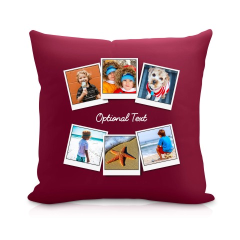 (25cm Square) (Polaroid Style Photo Print) Burgundy Soft Velvet Polyester Fabric with Organic Lavender with Removable Cover (Zip) (Optional Personalised Gift Text)
