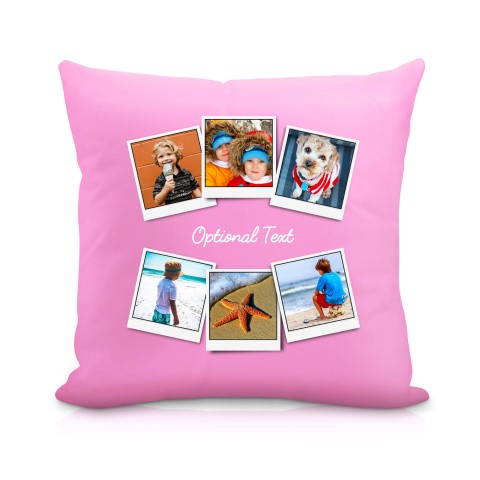 (25cm Square) (Polaroid Style Photo Print) Baby Pink Soft Velvet Polyester Fabric with Organic Lavender with Removable Cover (Zip) (Optional Personalised Gift Text)