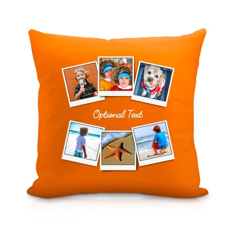 (25cm Square) (Polaroid Style Photo Print) Orange Soft Velvet Polyester Fabric with Organic Lavender (Optional Personalised Gift Text)