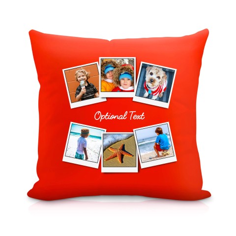 (25cm Square) (Polaroid Style Photo Print) Red Soft Velvet Polyester Fabric (Optional Personalised Gift Text)