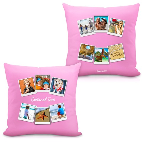 (40cm) (Polaroid Style Photo Print) Baby Pink Soft Velvet Polyester Fabric with Removable Cover (Zip) (Optional Personalised Gift Text)