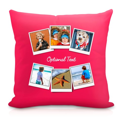 (40cm) (Polaroid Style Photo Print) Fuchsia Pink Soft Velvet Polyester Fabric with Removable Cover (Zip) (Optional Personalised Gift Text)