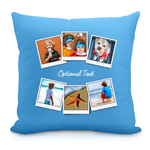(40cm) (Polaroid Style Photo Print) Sky Blue Soft Velvet Polyester Fabric with Organic Lavender with Removable Cover (Zip) (Optional Personalised Gift Text)