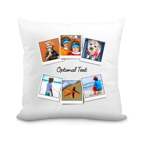 (25cm Square) (Polaroid Style Photo Print) White Soft Velvet Polyester Fabric with Organic Lavender with Removable Cover (Zip) (Optional Personalised Gift Text)