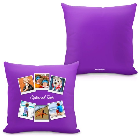 (40cm) (Polaroid Style Photo Print) Purple Soft Velvet Polyester Fabric with Organic Lavender with Removable Cover (Zip) (Optional Personalised Gift Text)