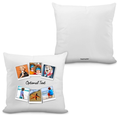 (40cm) (Polaroid Style Photo Print) White Soft Velvet Polyester Fabric with Removable Cover (Zip) (Optional Personalised Gift Text)