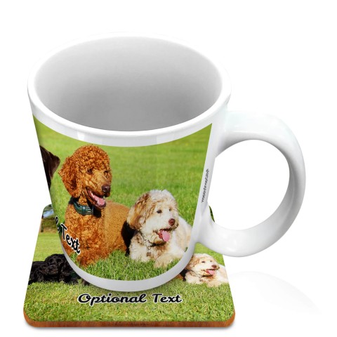 (10oz White) with 1 Wrapped Around Image (Optional Personalised Gift Text) with 1 matching Square Coaster