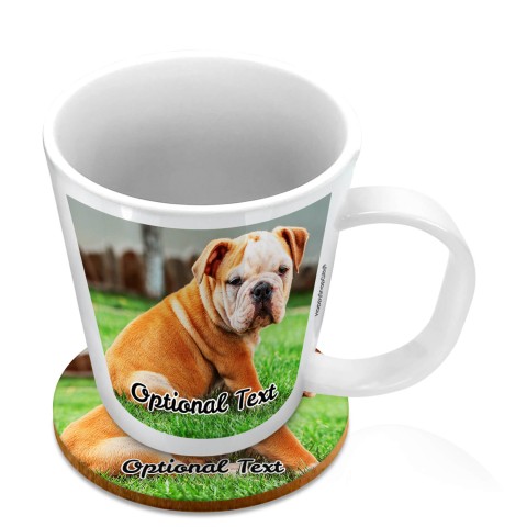 (11oz White) with 1 Photo Printed Front & Back (Optional Personalised Gift Text) with 1 matching Circular Coaster