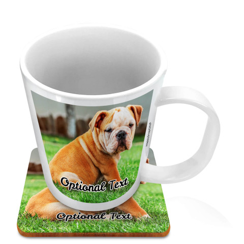 (11oz White) with 1 Photo Printed Front & Back (Optional Personalised Gift Text) with 1 matching Square Coaster