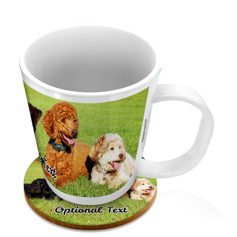 (11oz White) with 1 Wrapped Around Image (Optional Personalised Gift Text) with 1 matching Circular Coaster
