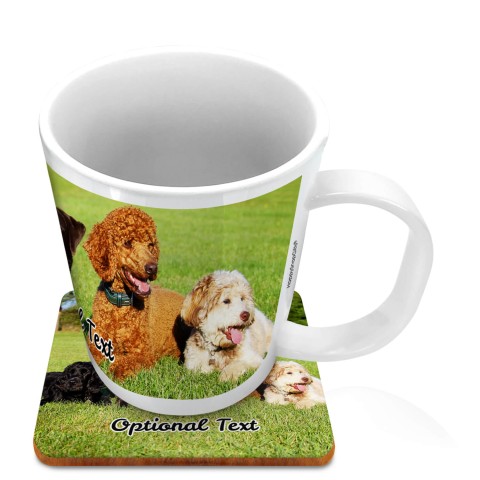 (11oz White) with 1 Wrapped Around Image (Optional Personalised Gift Text) with 1 matching Square Coaster