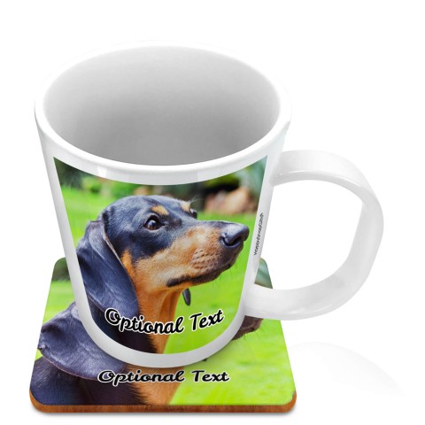 (11oz White) with 2 Photos Printed Front & Back (Optional Personalised Gift Text) with 1 matching Square Coaster