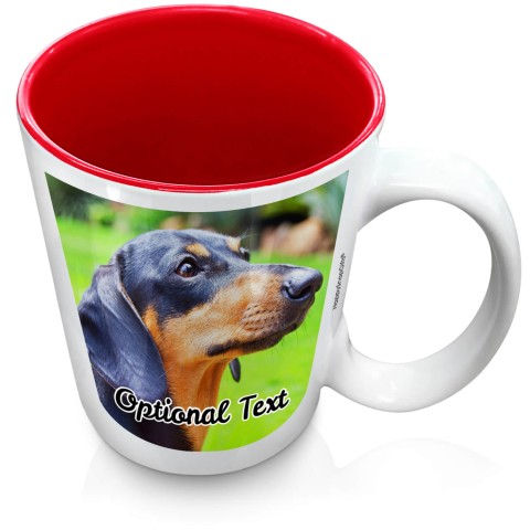 (XL 15oz Red) with 2 Photos Printed Front & Back (Optional Personalised Gift Text)
