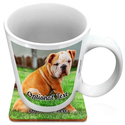 (XL 15oz White) with 1 Photo Printed Front & Back (Optional Personalised Gift Text) with 1 matching Square Coaster