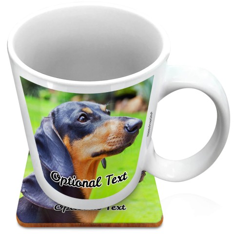 (XL 15oz White) with 2 Photos Printed Front & Back (Optional Personalised Gift Text) with 1 matching Square Coaster
