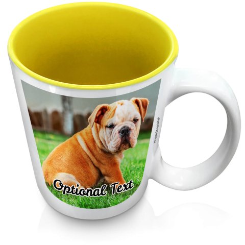 (XL 15oz Yellow) with 1 Photo Printed Front & Back (Optional Personalised Gift Text)
