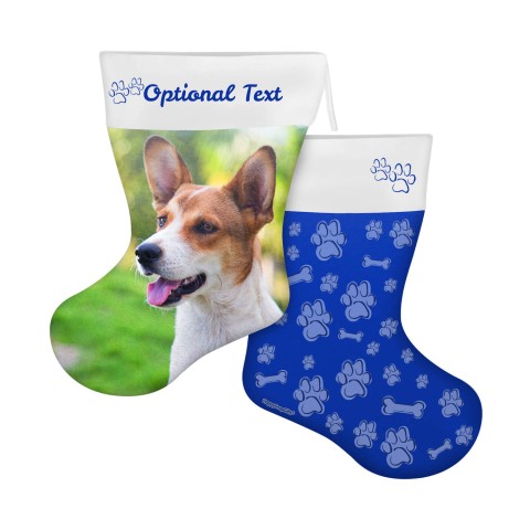 (25cm) Paws & Bones Theme Royal Blue Soft Velvet Polyester Fabric (Optional Personalised Gift Text)